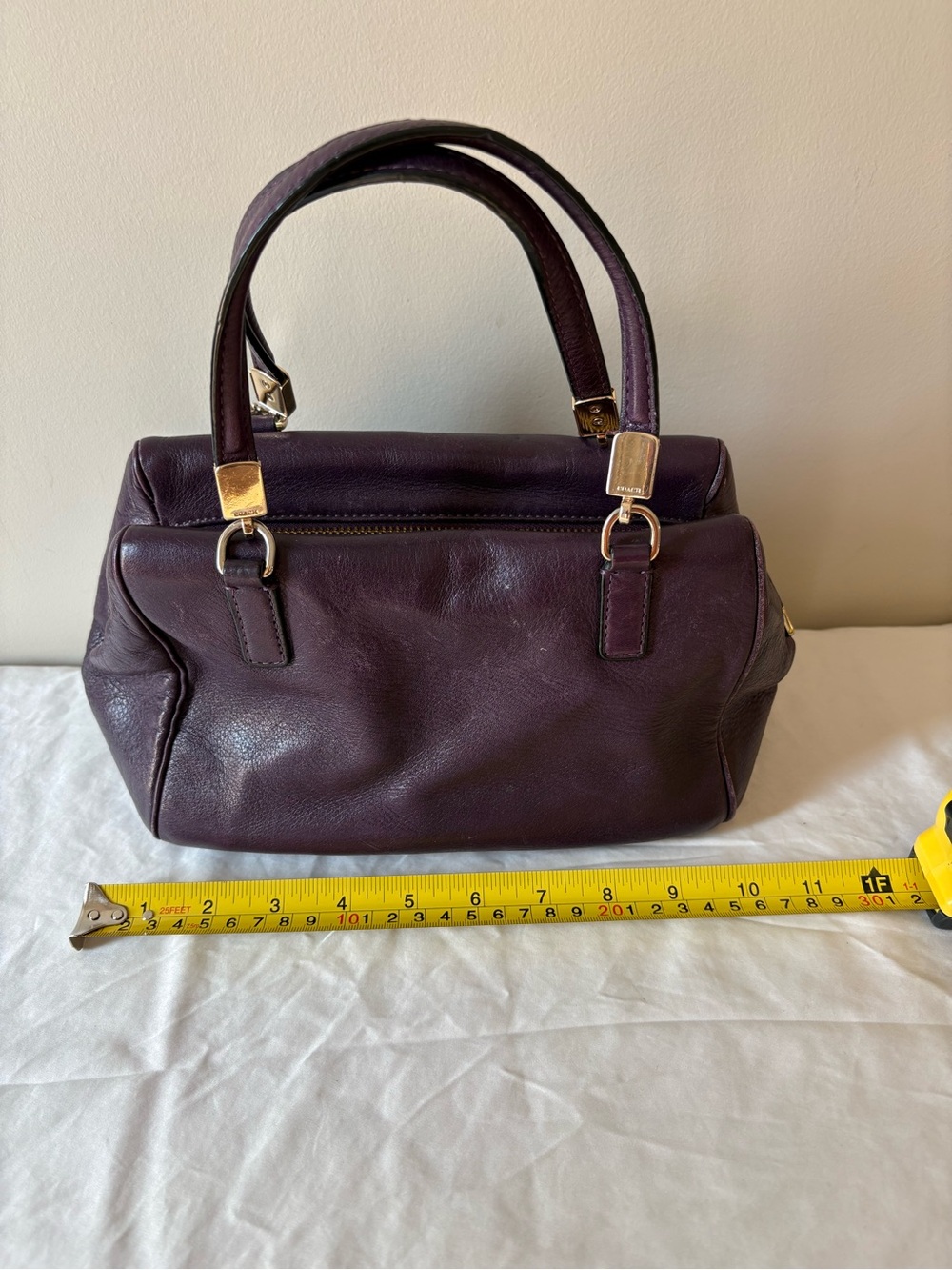 Coach Madison Mini Leather Satchel Handbag in Deep Plum - Picture 4 of 8
